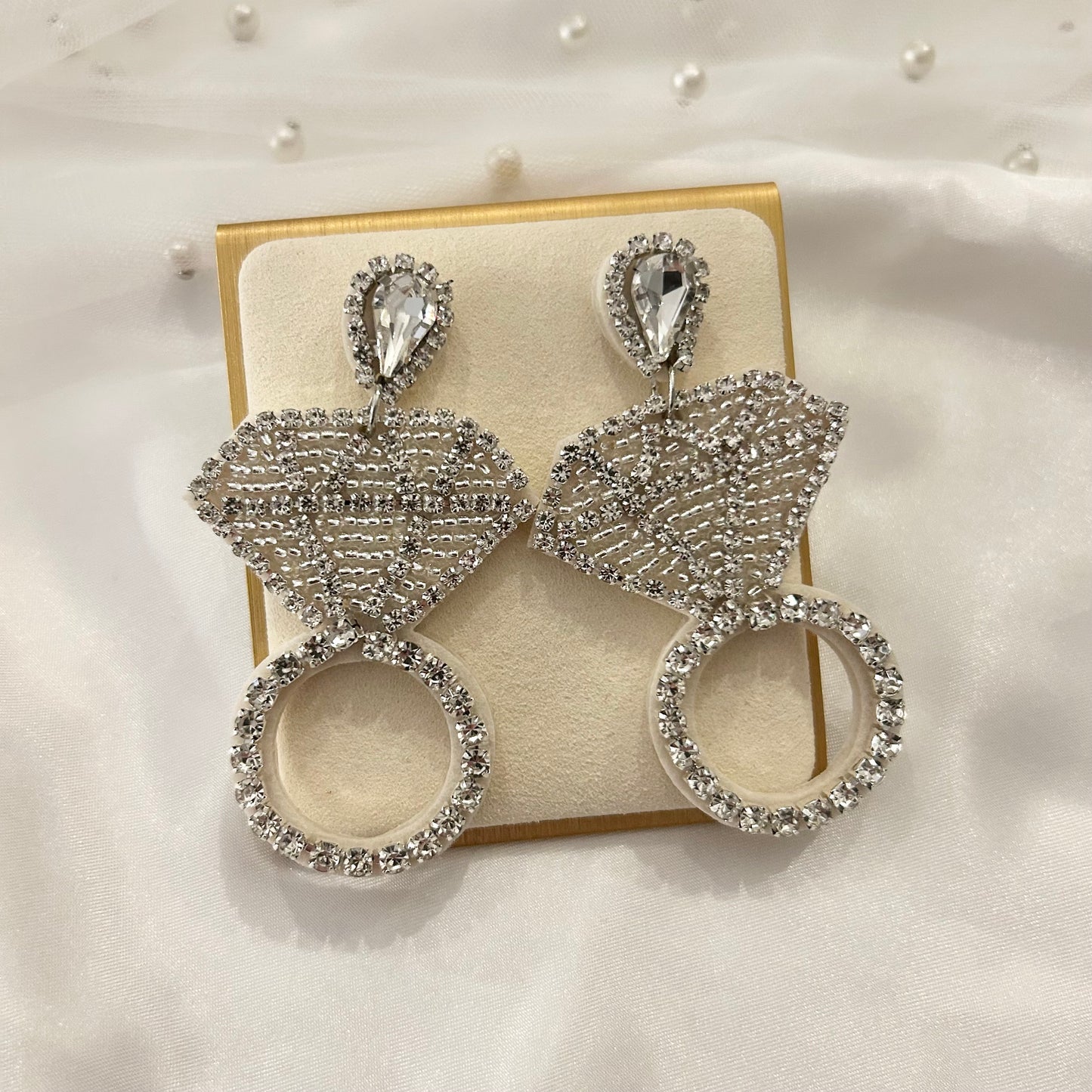 Bride Diamond Ring Dangle Earrings