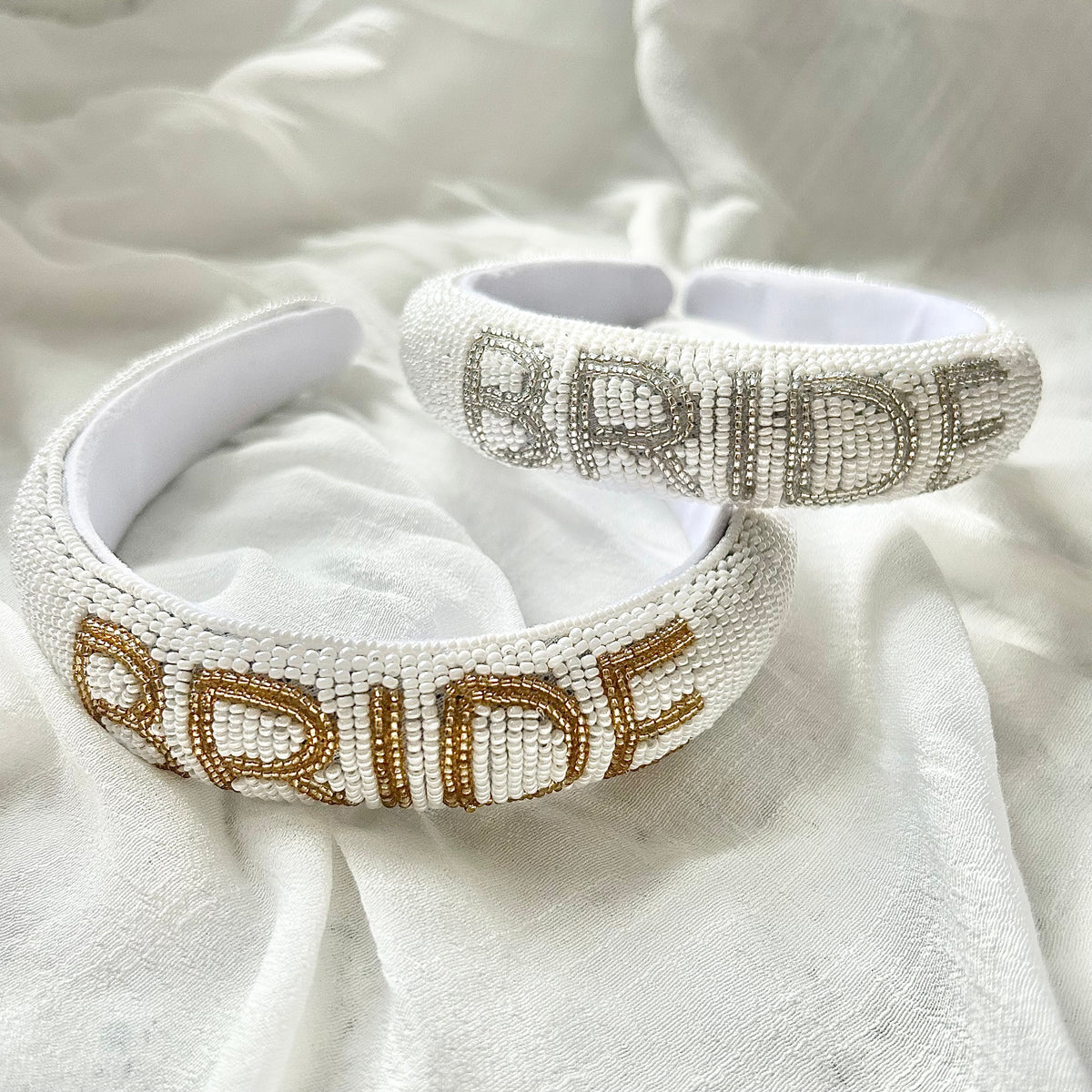 Hand beaded bride headband