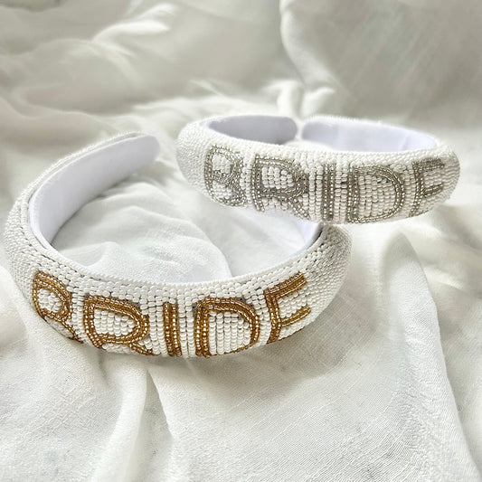 Hand beaded bride headband