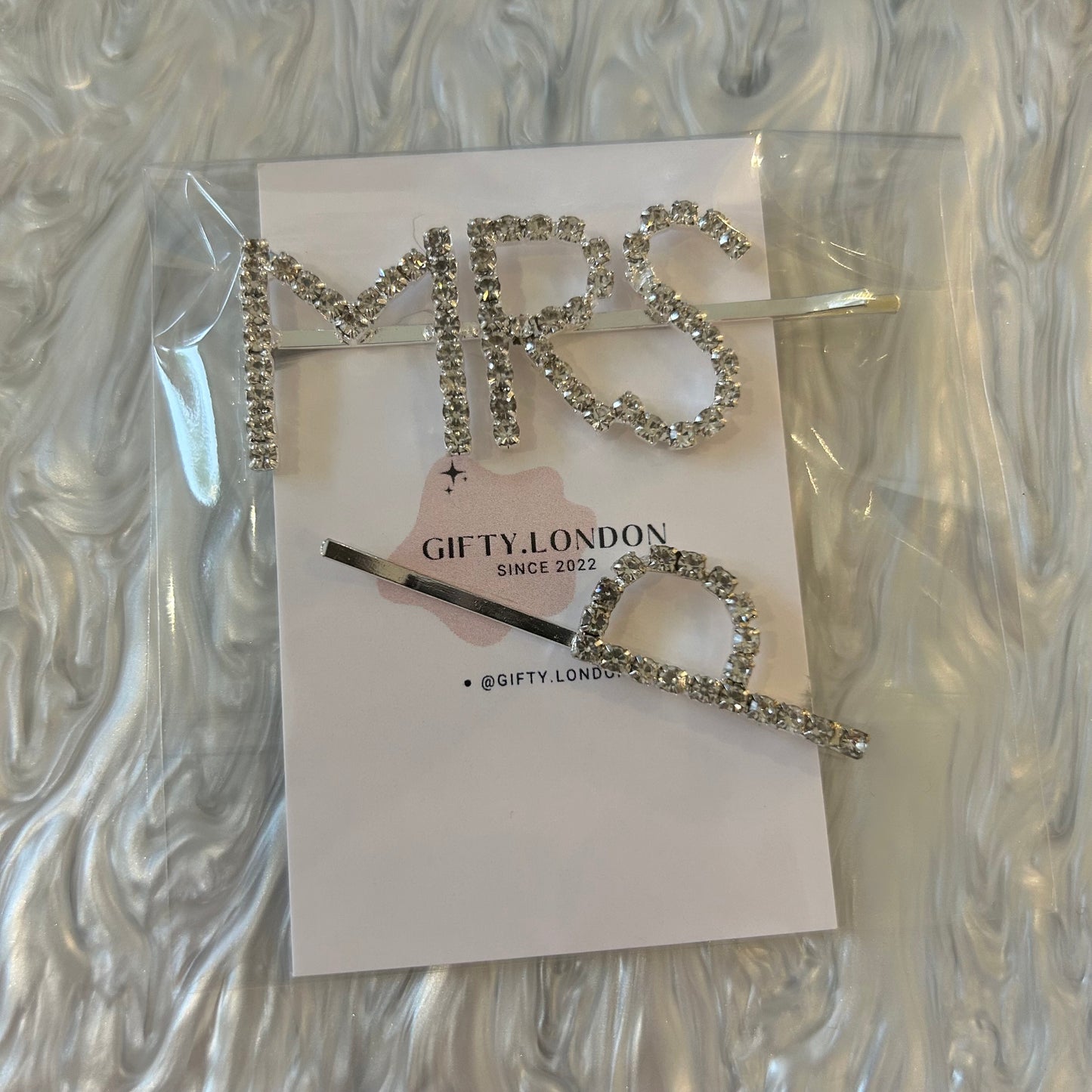 Mrs Personalised Initial Diamante Slide Hair Clip