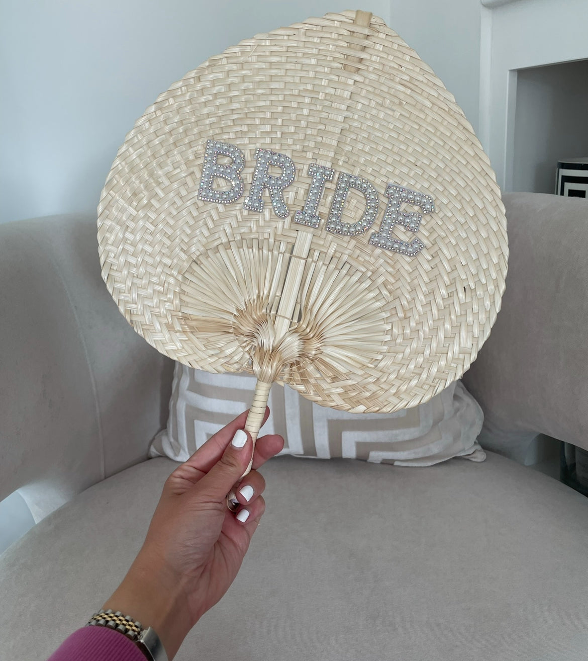 Bride Pearl & Diamanté Woven Fan