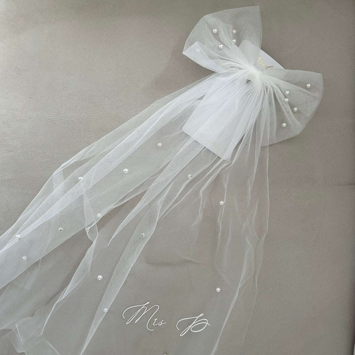 Pearl Personalised Initial Tulle Hair Bow