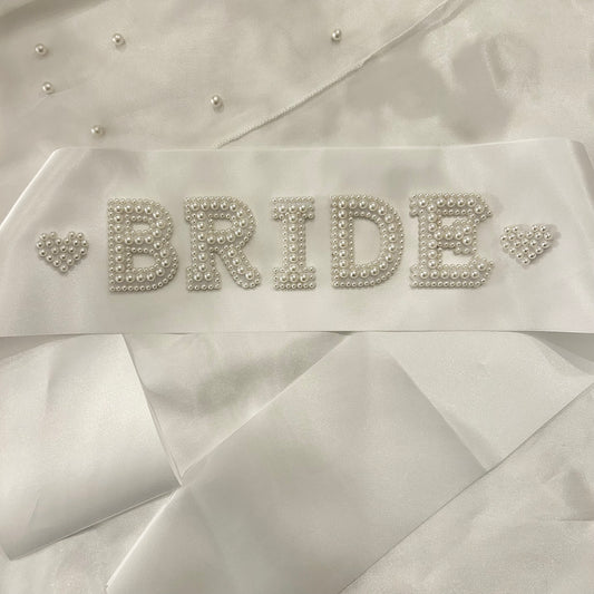 Full Pearl Personalised Bridal Sash