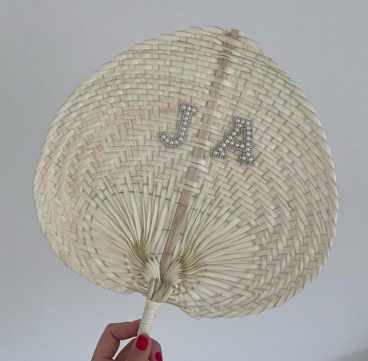 Initials Pearl & Diamanté Woven Fan