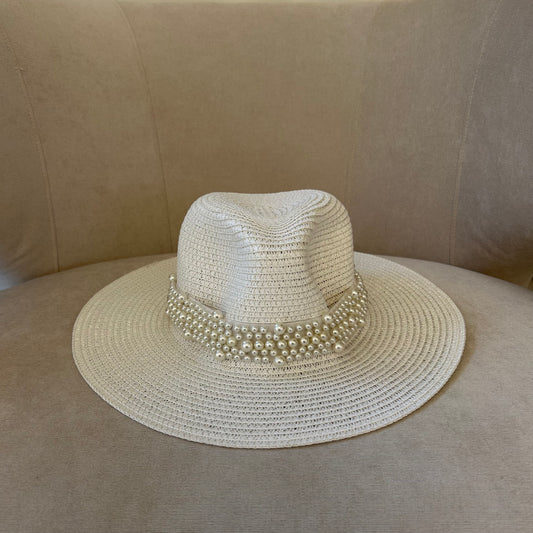 White Pearl Personalised Straw Hat