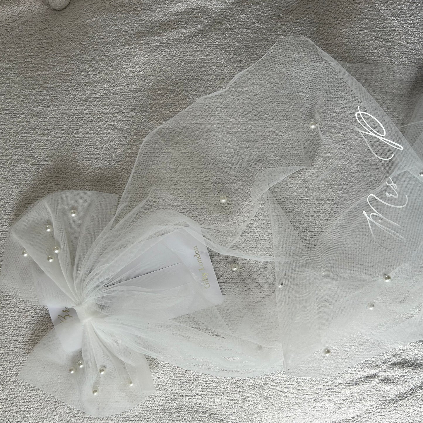 Pearl Personalised Initial Tulle Hair Bow