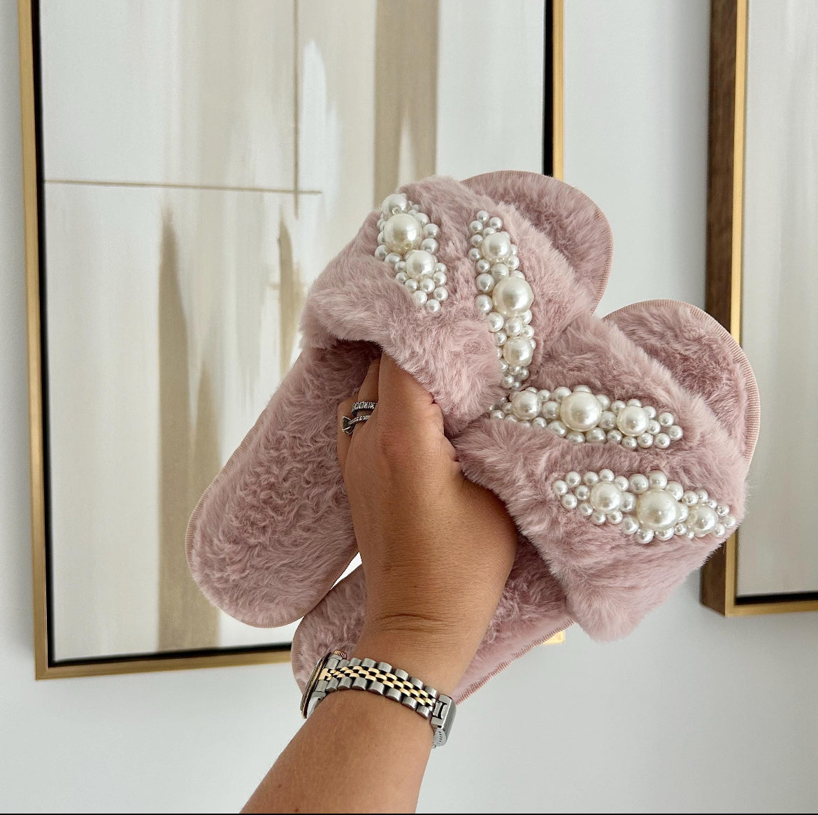 Pearl Embellished Slippers