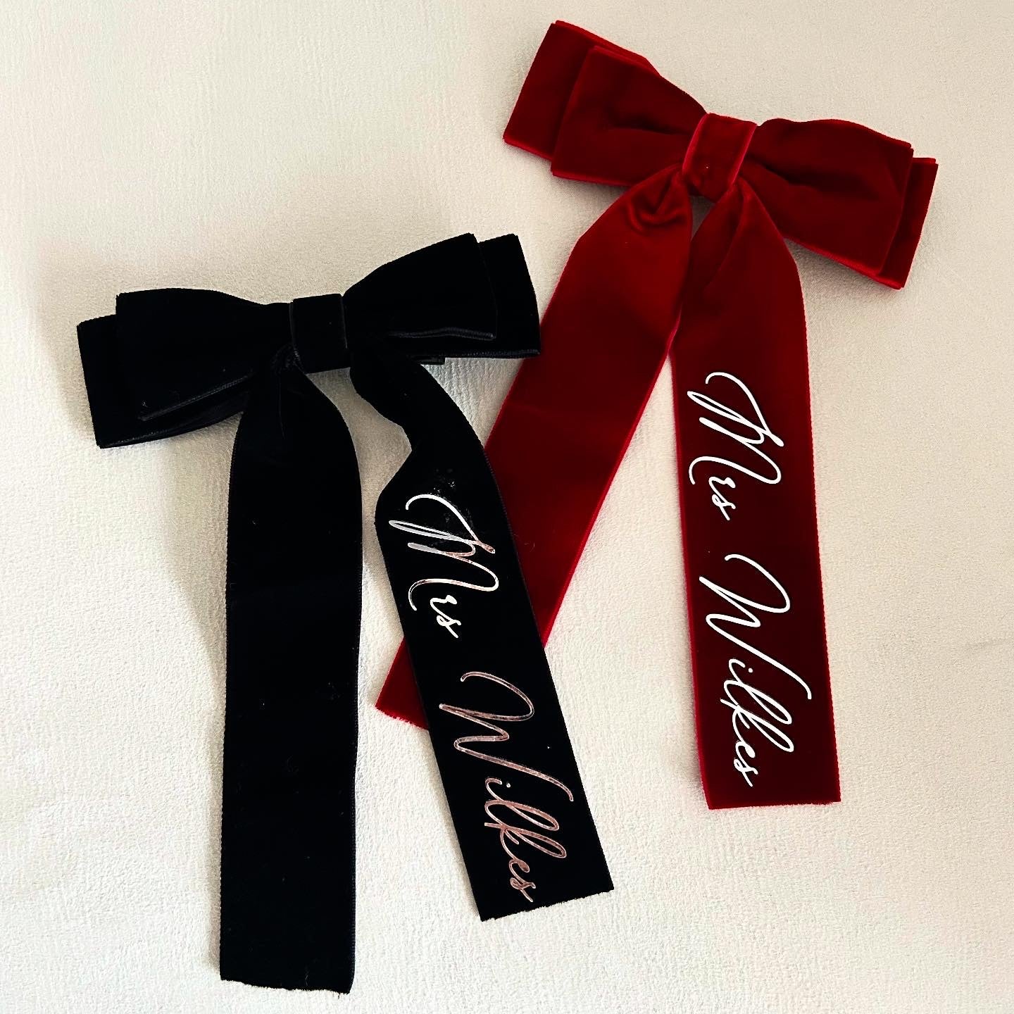 Christmas Velvet Personalised Hair Bow