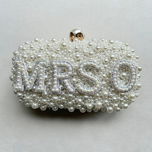 Personalised Gold Pearl Beaded Bagso