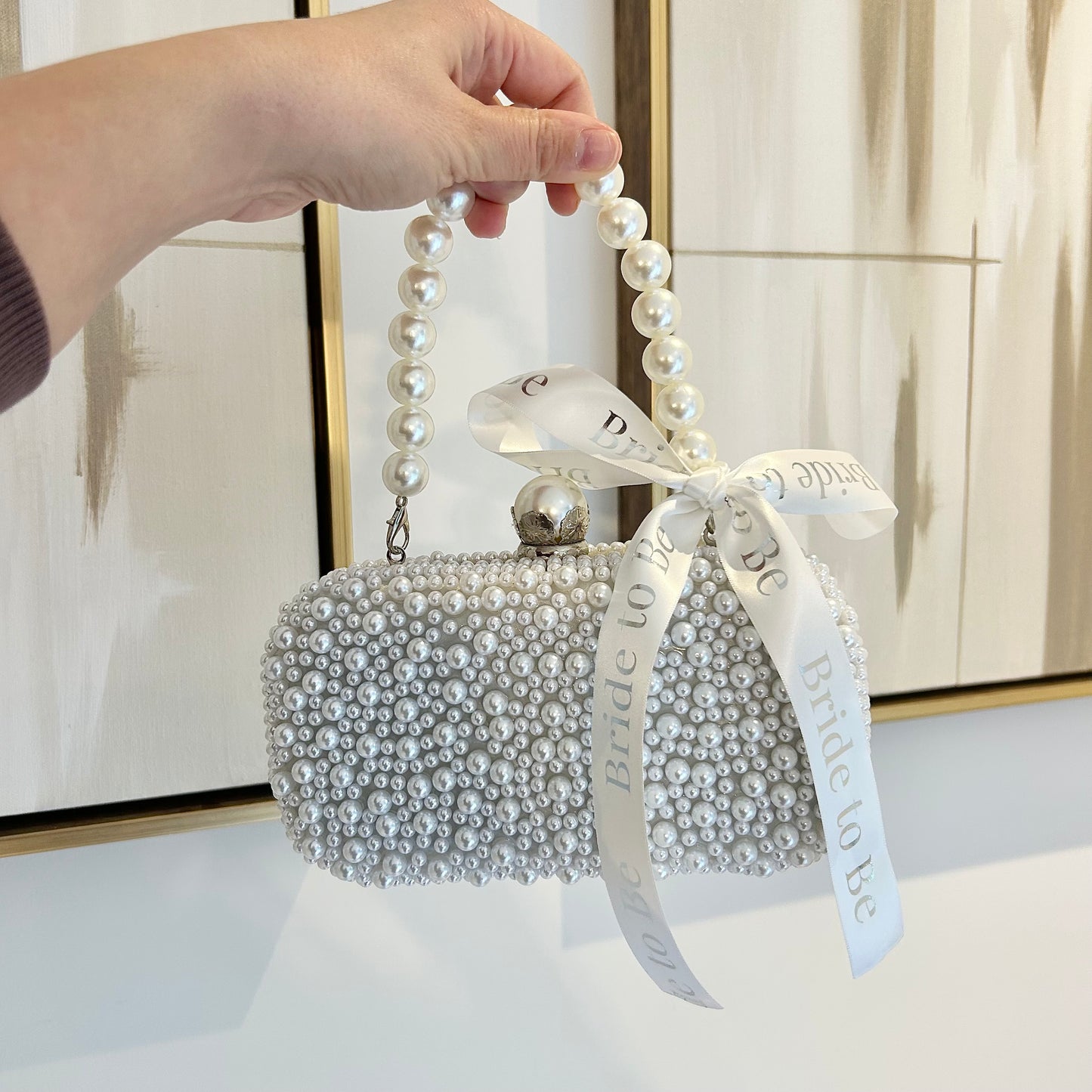 Silver Bride to be Pearl Beaded Bags