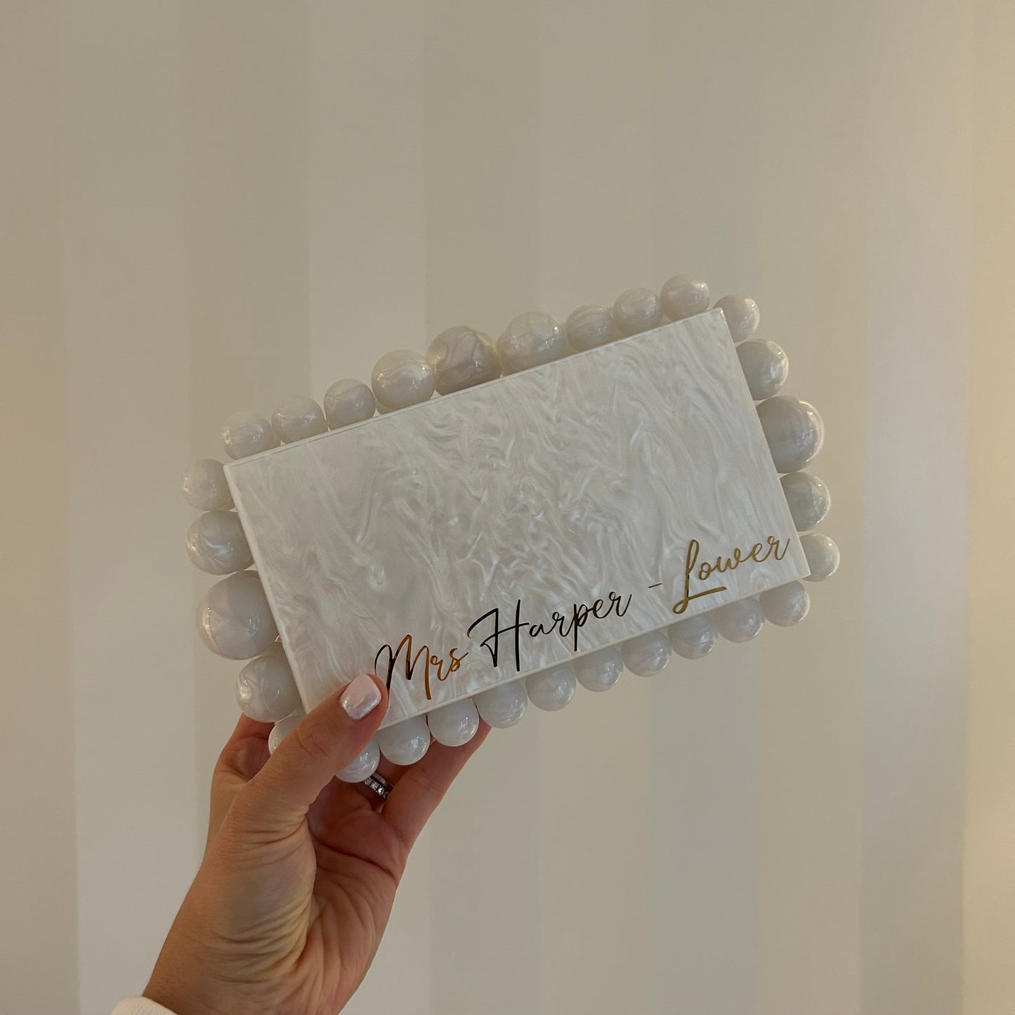 Bubble Pearl Personalised Acrylic Clutch Bag