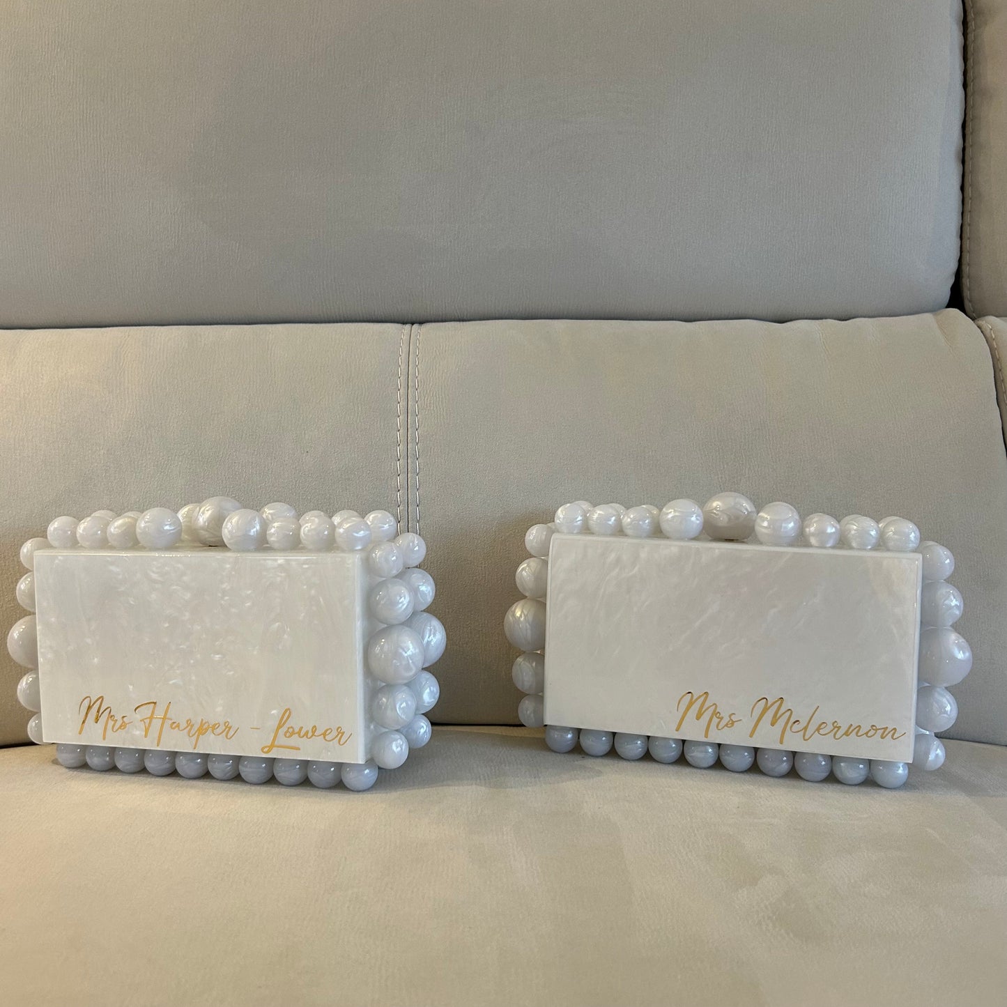 Bubble Pearl Personalised Acrylic Clutch Bag