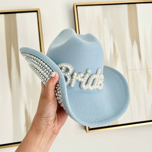 Blue Pearl Bride Cowboy Hat