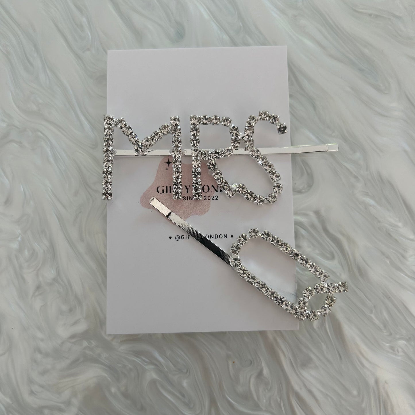 Mrs Personalised Initial Diamante Slide Hair Clip