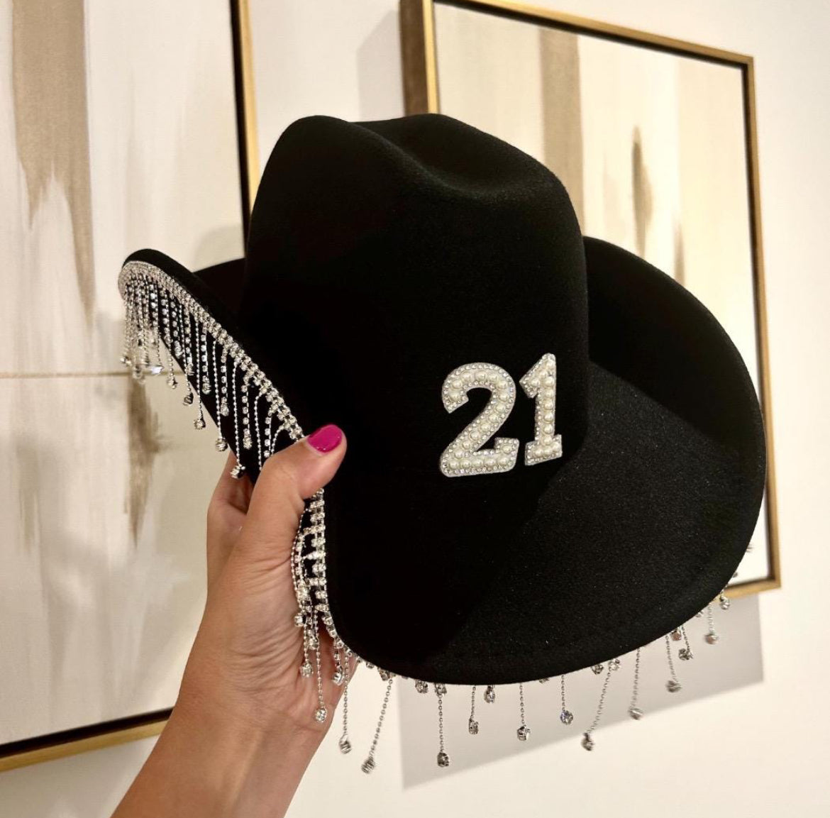 Fringe Pearl Birthday Cowboy Hat