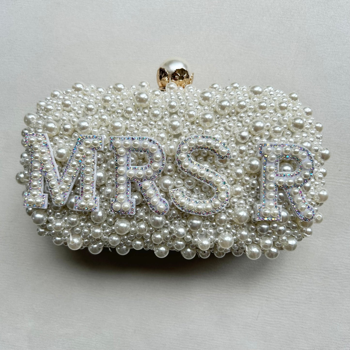 Personalised Gold Pearl Beaded Bagso
