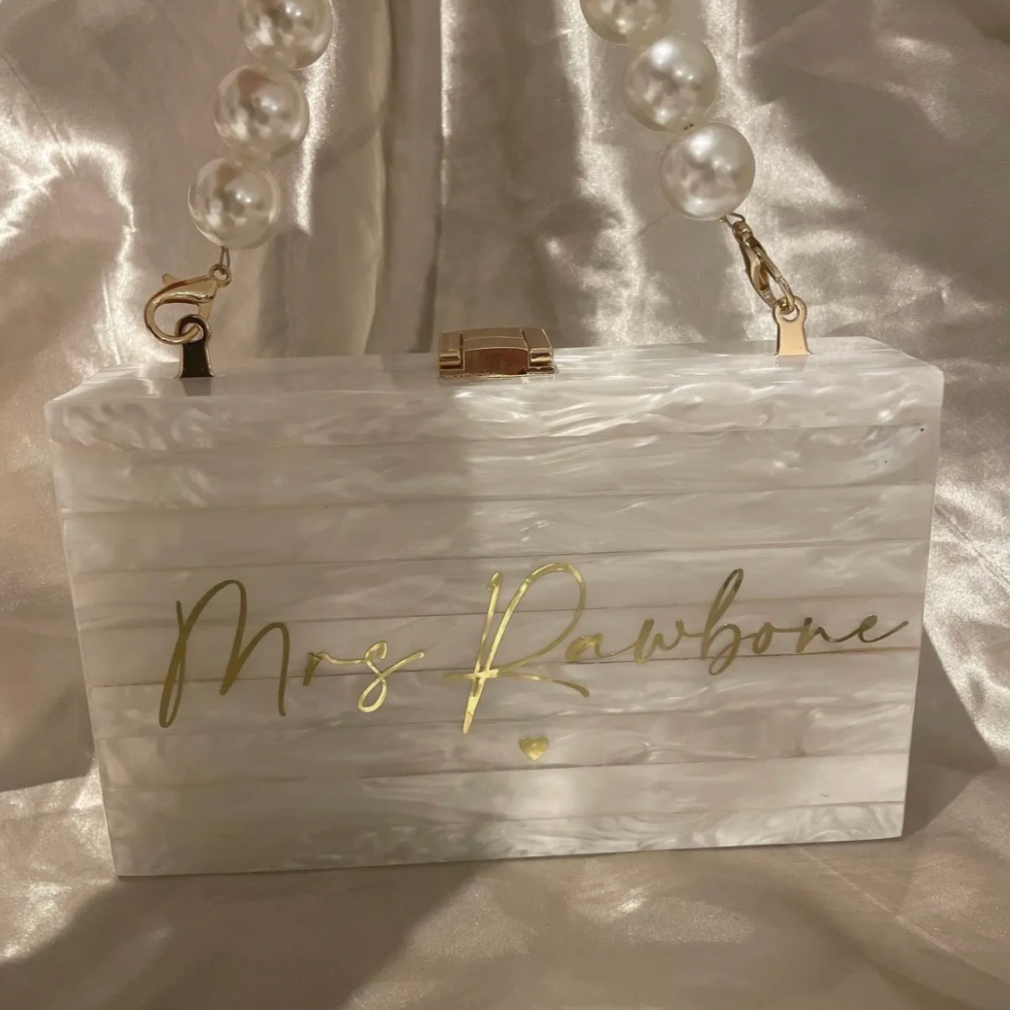 Pearl Personalised Acrylic Clutch Bag