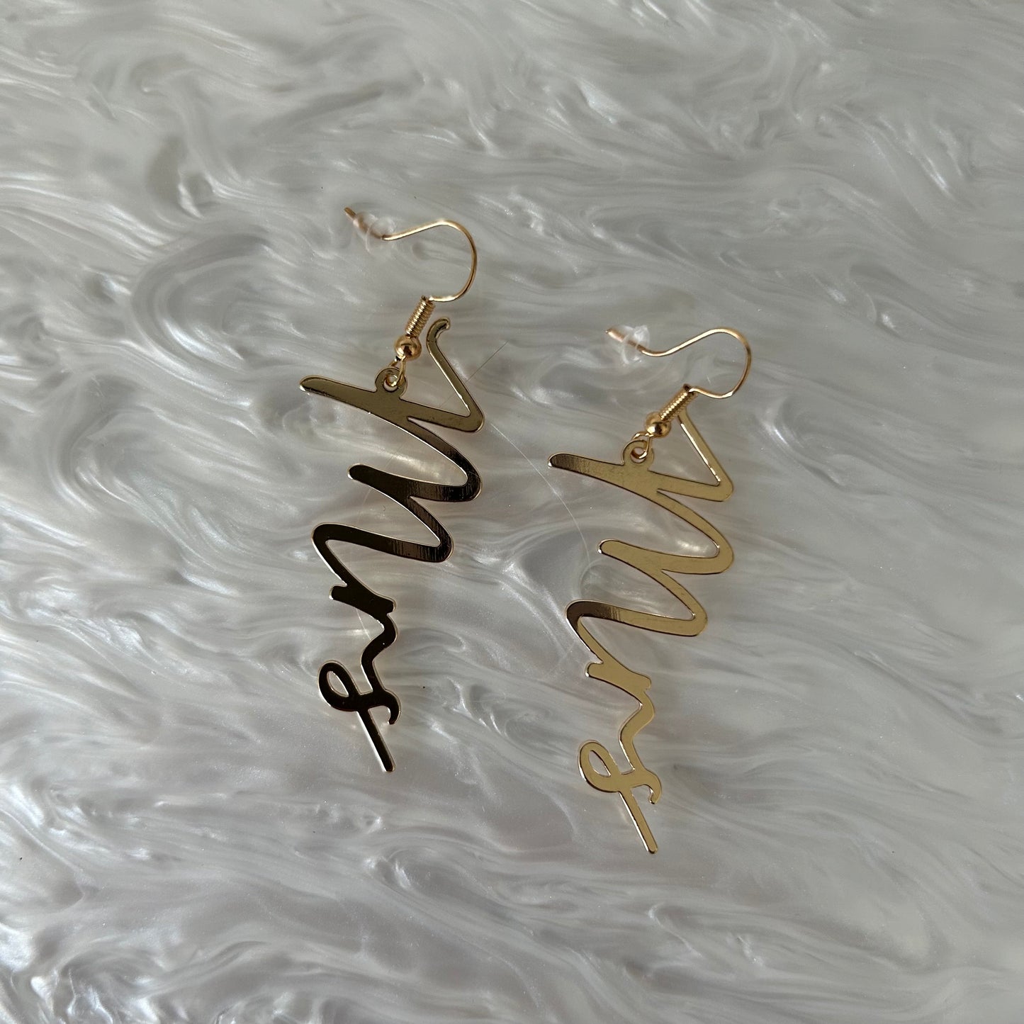 Gold Mrs Dangle Earrings