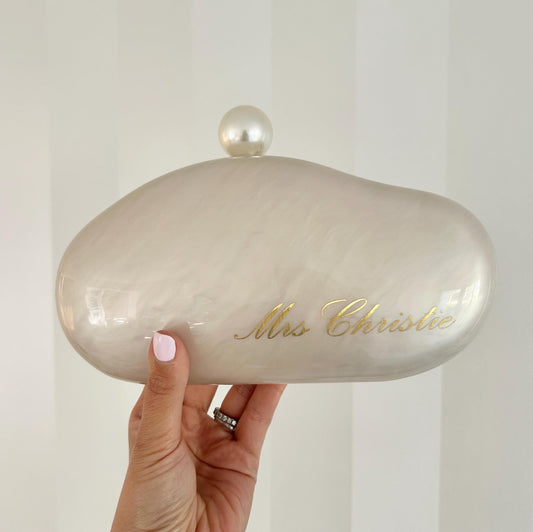 Pearl Personalised Acrylic Clutch Bag