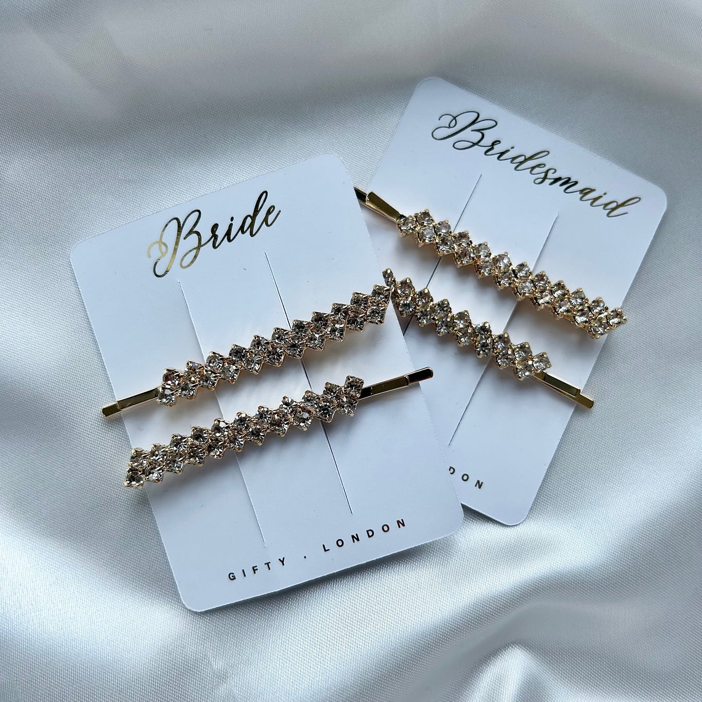 Bridesmaid proposal gold and silver diamanté hair slide