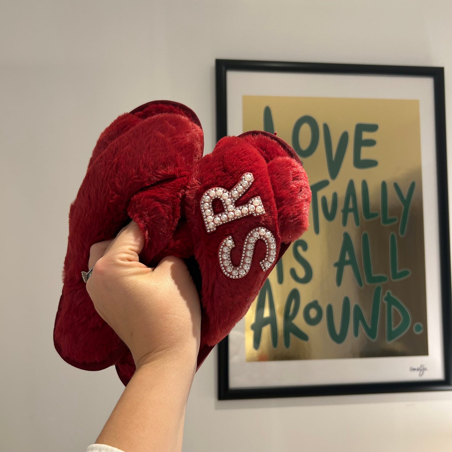 Burgundy Personalised Slippers