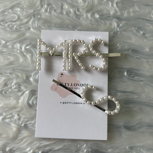 Mrs Personalised Pearl Slide Hair Clip