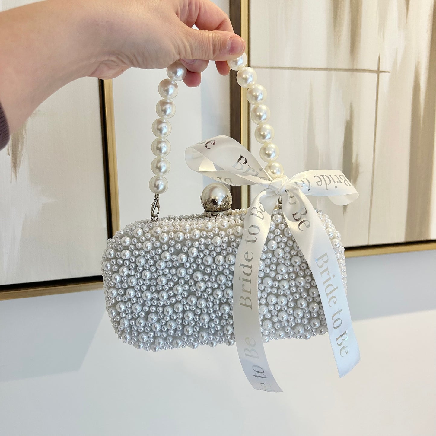 Silver Bride to be Pearl Beaded Bags