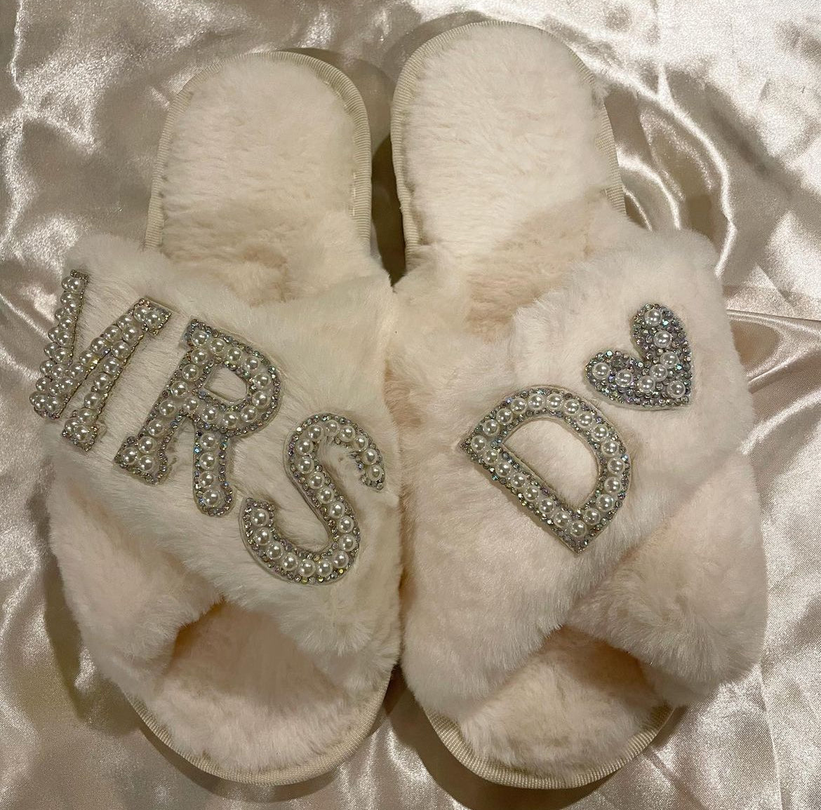 MRS Pearl & Diamante Slippers