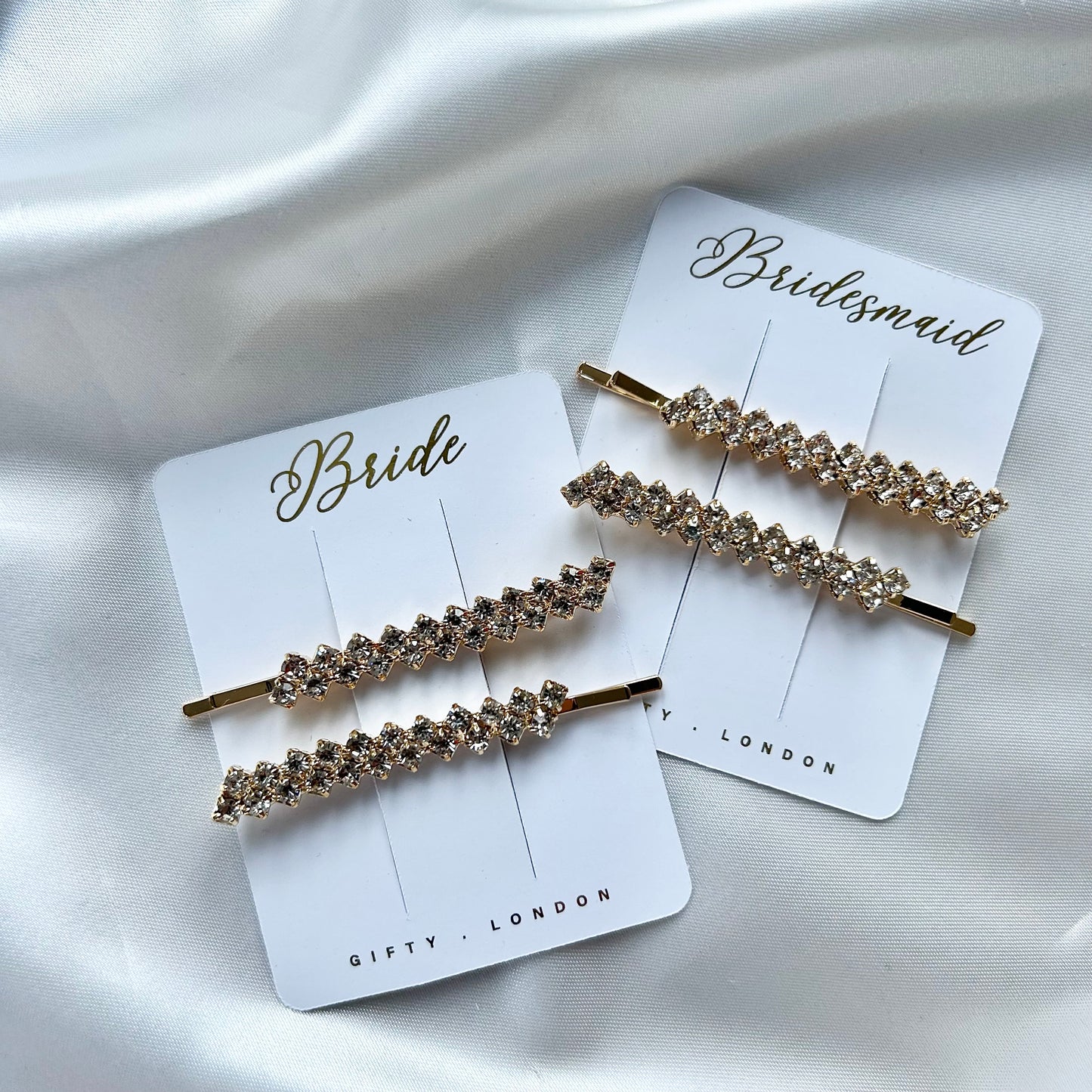 Bridesmaid proposal gold and silver diamanté hair slide