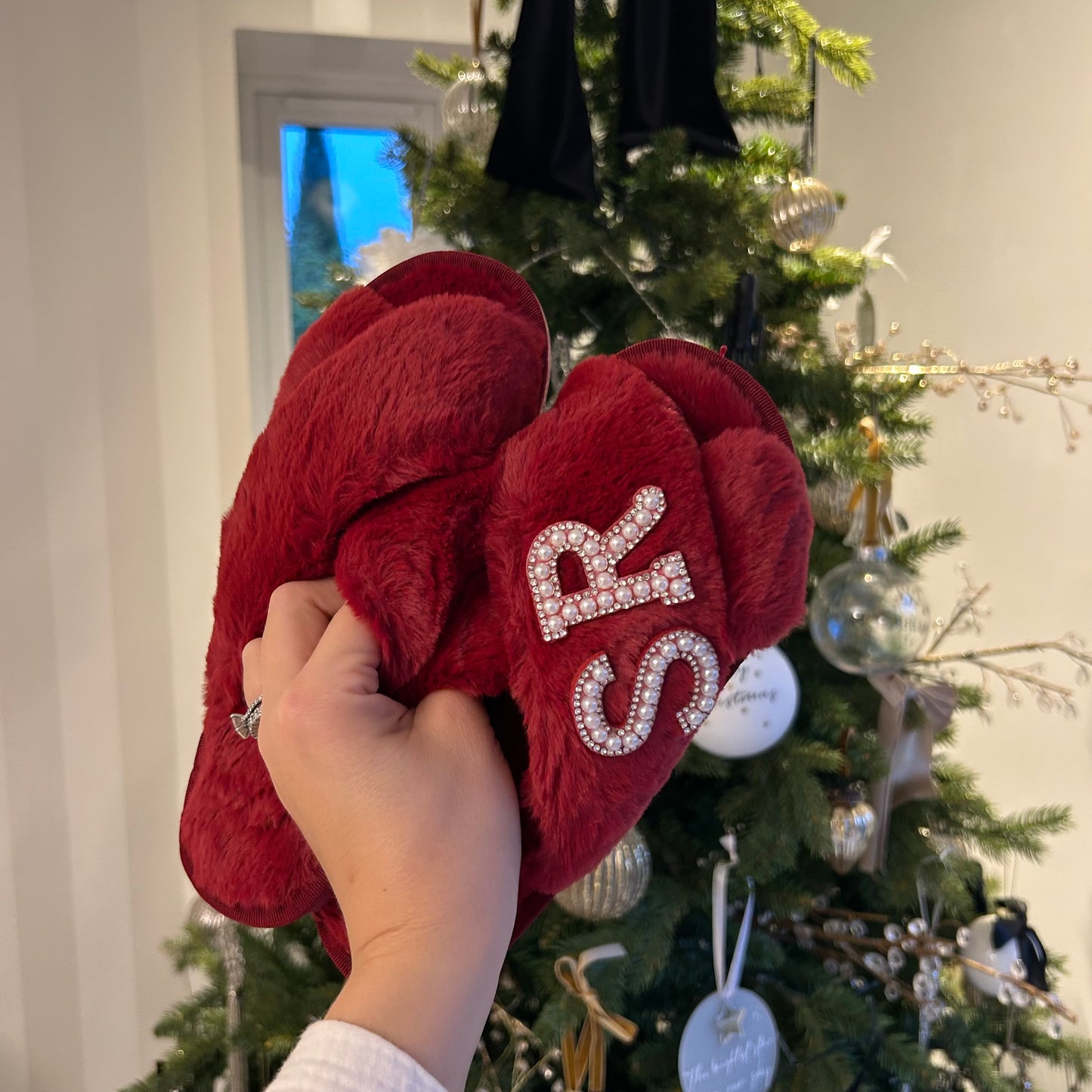 Burgundy Personalised Slippers