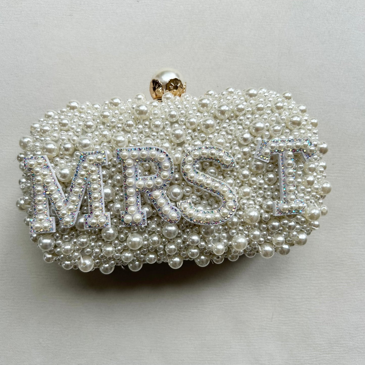 Personalised Gold Pearl Beaded Bagso