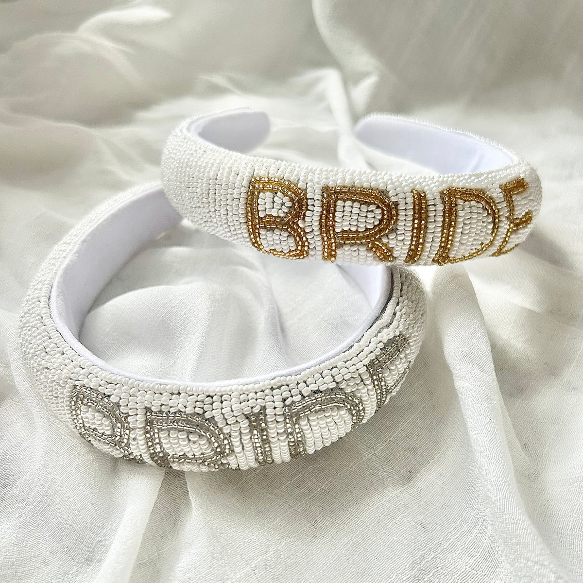 Hand beaded bride headband