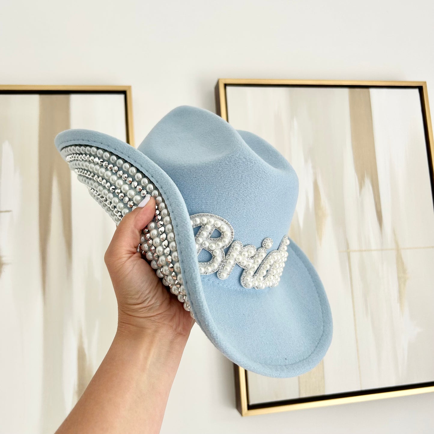 Blue Pearl Bride Cowboy Hat