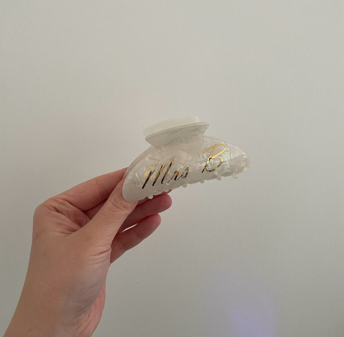 Pearl Personalised Mrs Hair Claw Clip