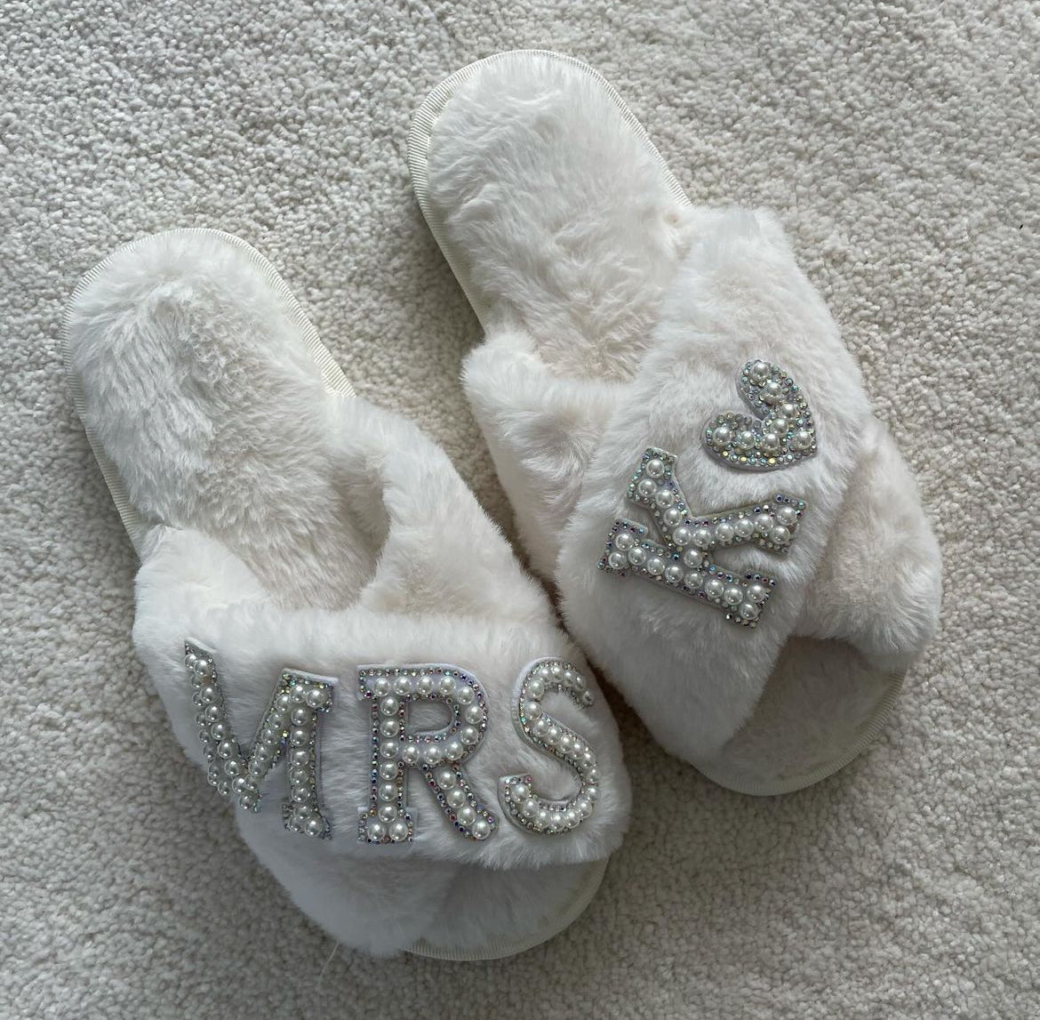 MRS Pearl & Diamante Slippers