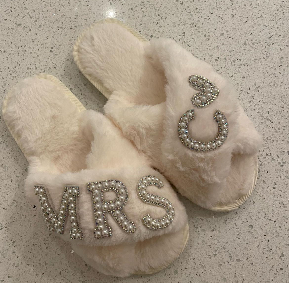 MRS Pearl & Diamante Slippers