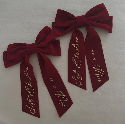 Christmas Velvet Personalised Hair Bow