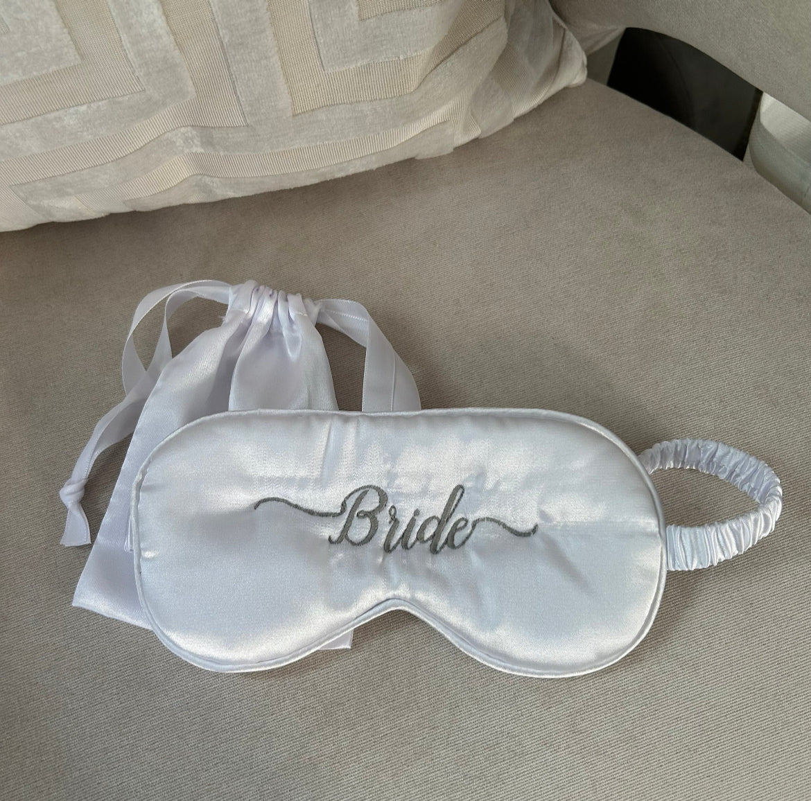 Bride embroidered eye mask