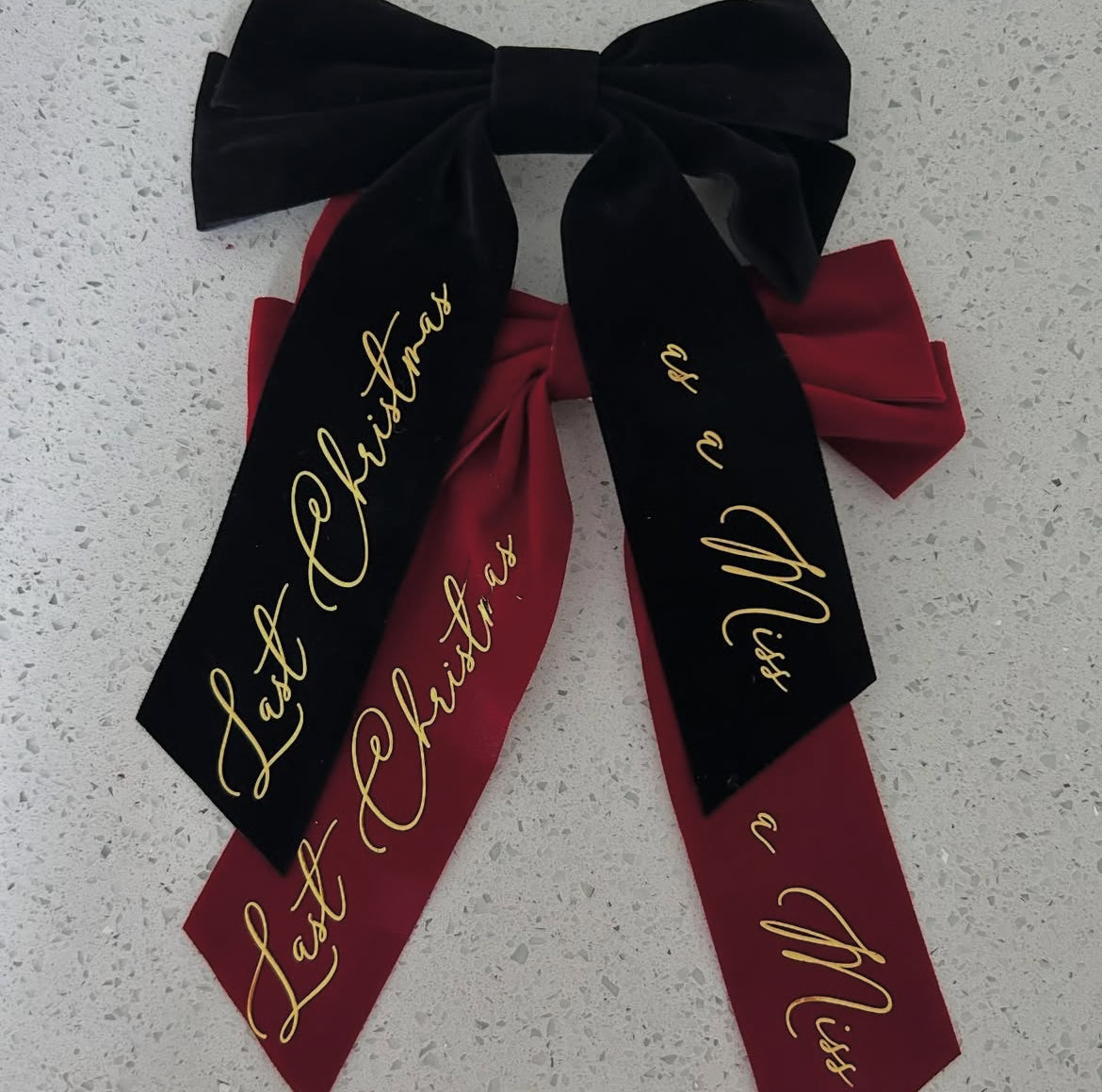 Christmas Velvet Personalised Hair Bow
