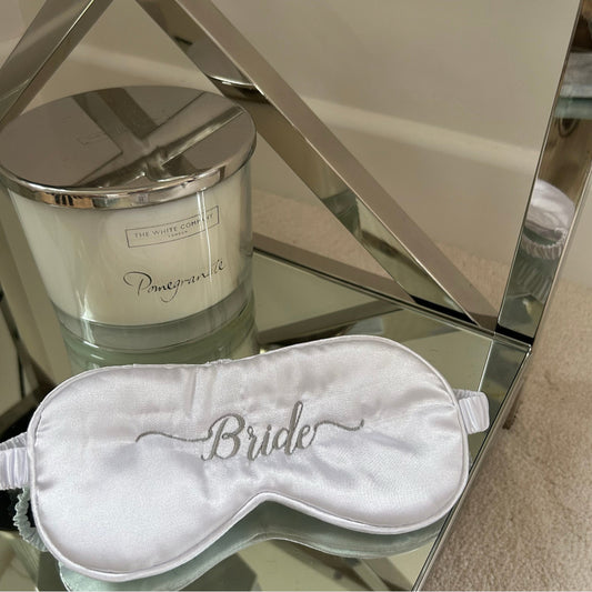 Bride embroidered eye mask