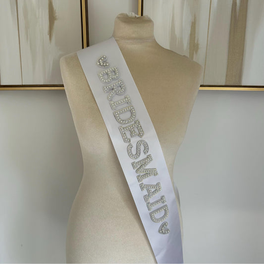 Bridesmaid Pearl Diamate Personalised Bridal Sash