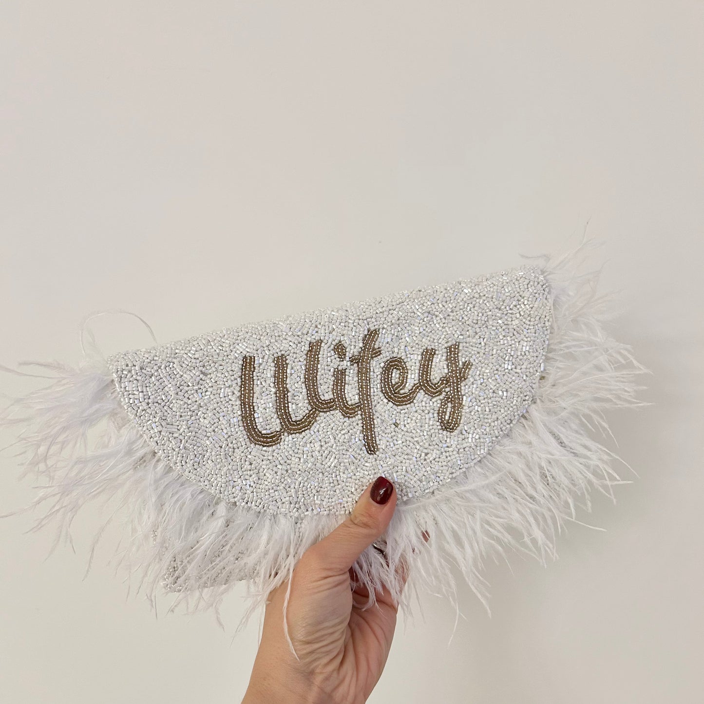 Wifey Hand Beaded Feather Bags