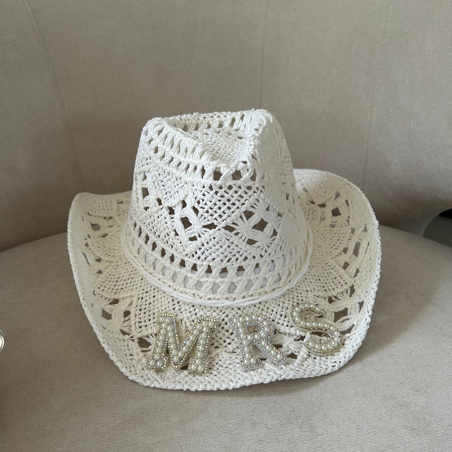 White Pearl Personalised Cowboy Hat