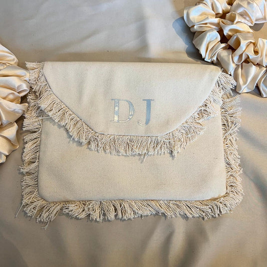 Cream personalised fringe bags