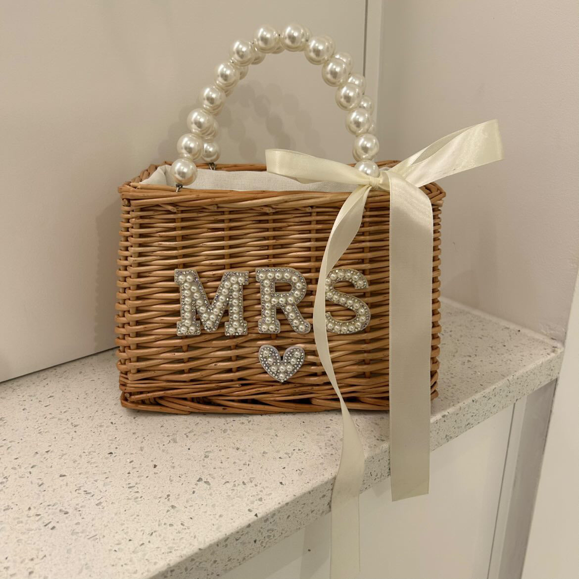Raffia Pearl Personalised Bag