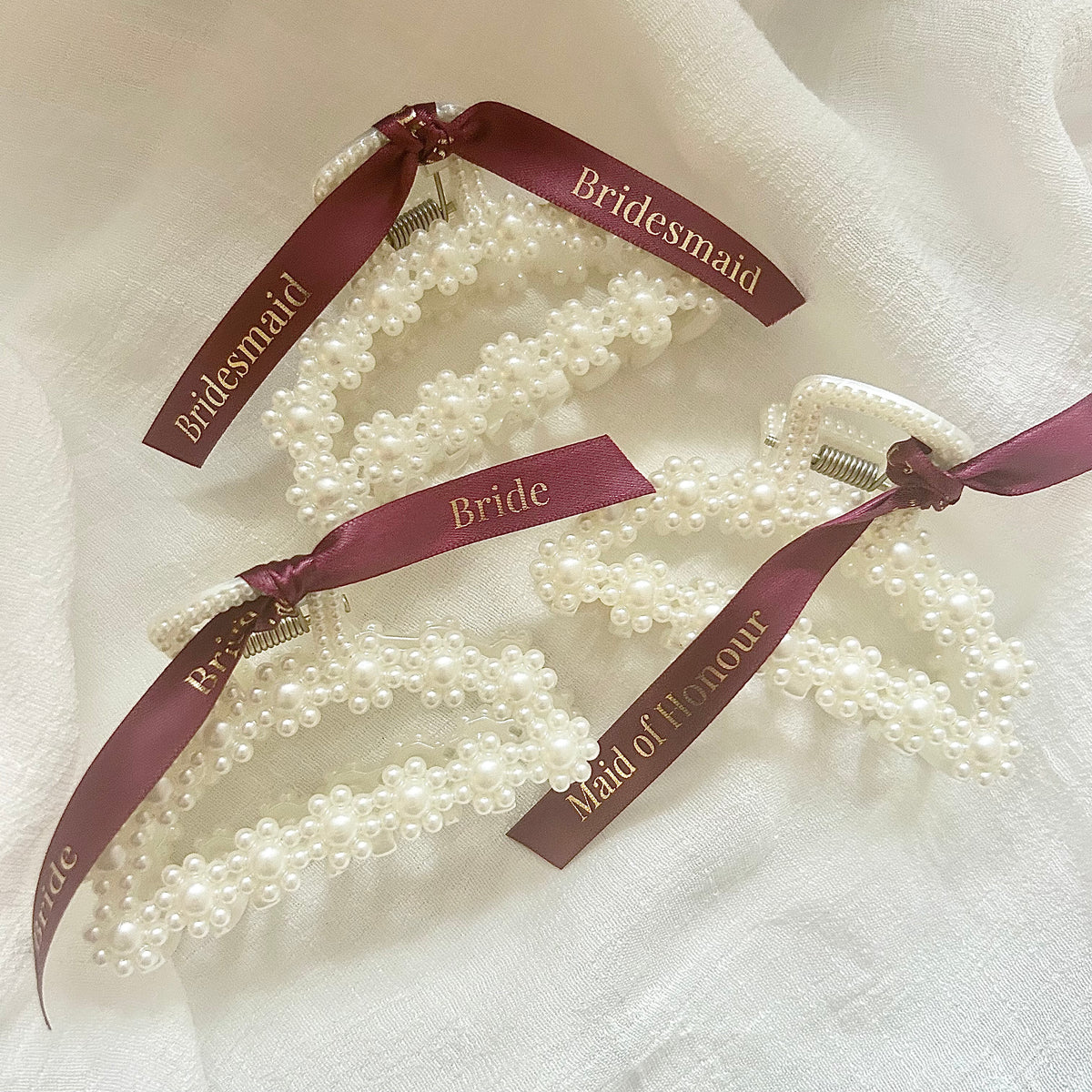 Christmas Personalised Bridal Party Pearl Hair Clip