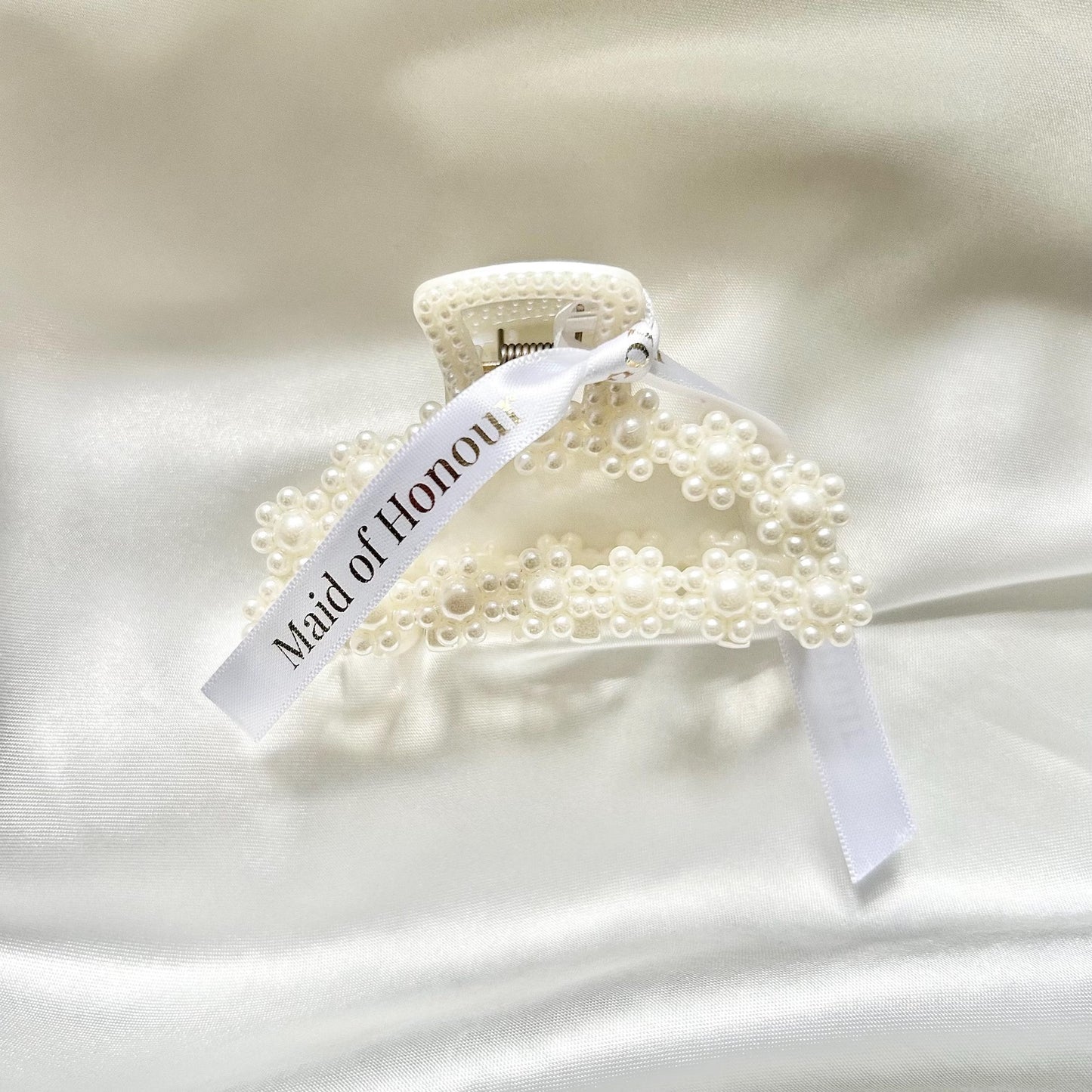 Personalised pearl bridesmaid hair clip and bridal party hair slide