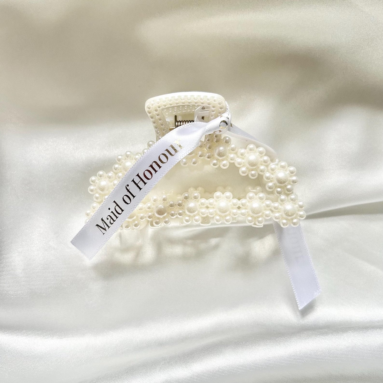 Personalised pearl bridesmaid hair clip and bridal party hair slide