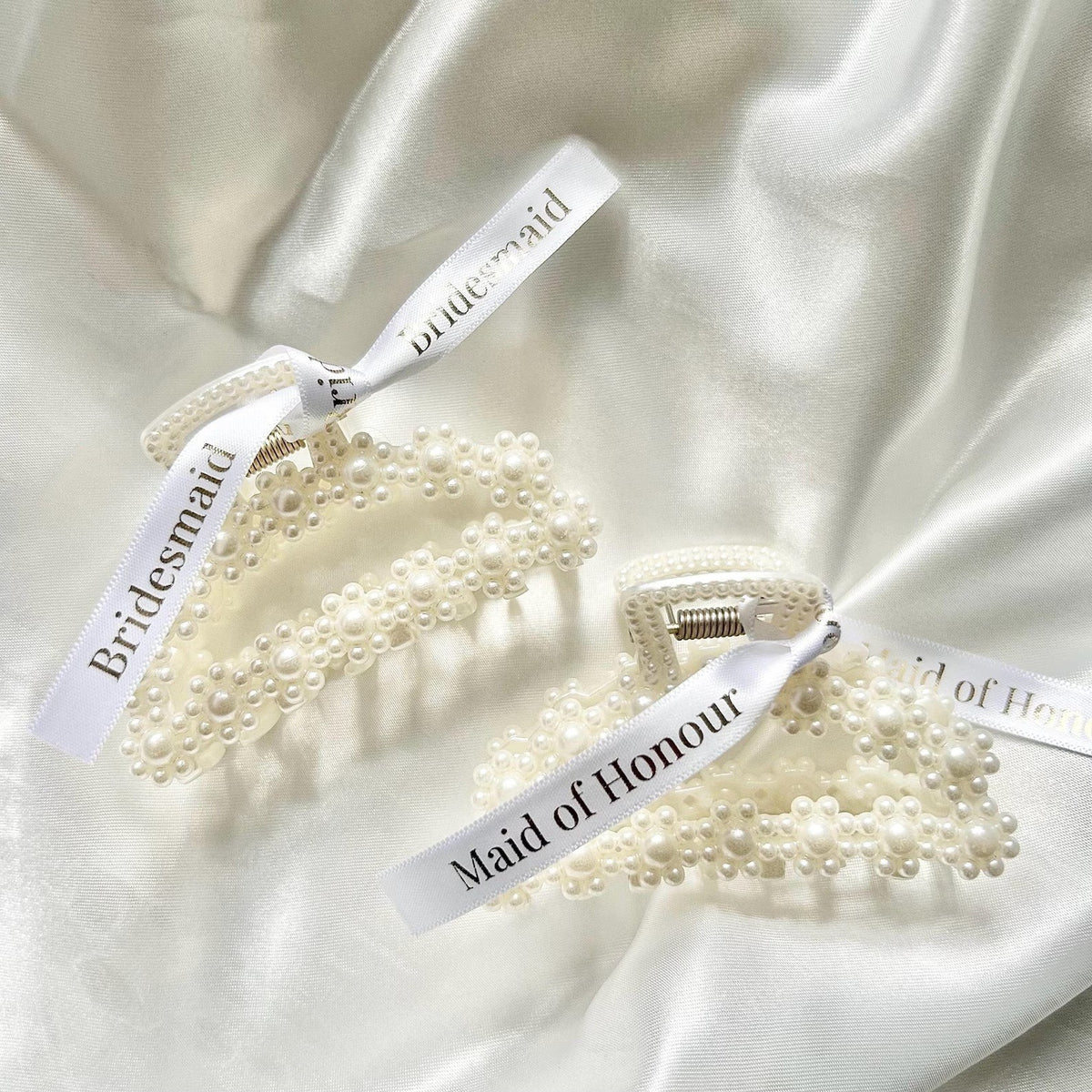 Pearl bridesmaid and Maid of Honour personalised wedding hair clips